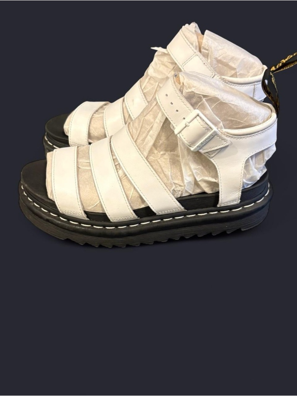 Dr. Martens White Leather Strappy Sandals